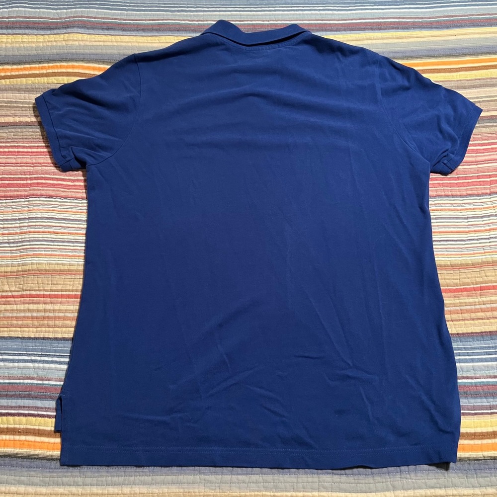 US Polo Assn Polo Shirt Men Large Blue Short Sleeve‎ "3" Logo Pique Cotton - Picture 5 of 7